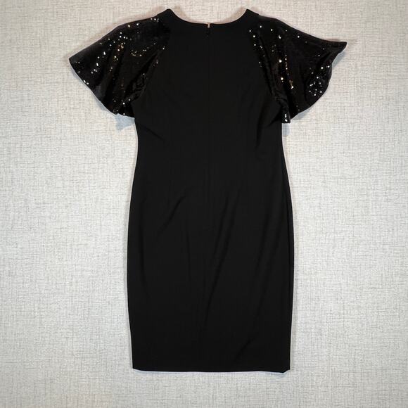 Calvin Klein Sequin-Sleeve Midi Sheath Dress Women's 12 - Picture 5 of 8